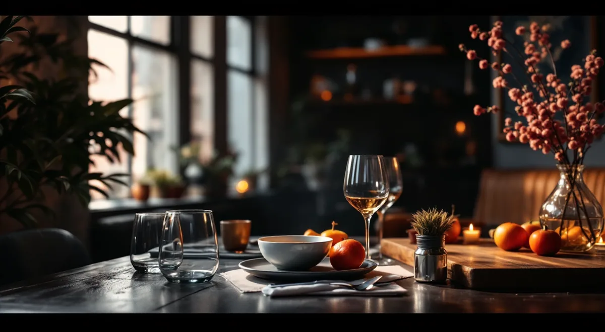 Warm restaurant atmosphere visual created with Zotee